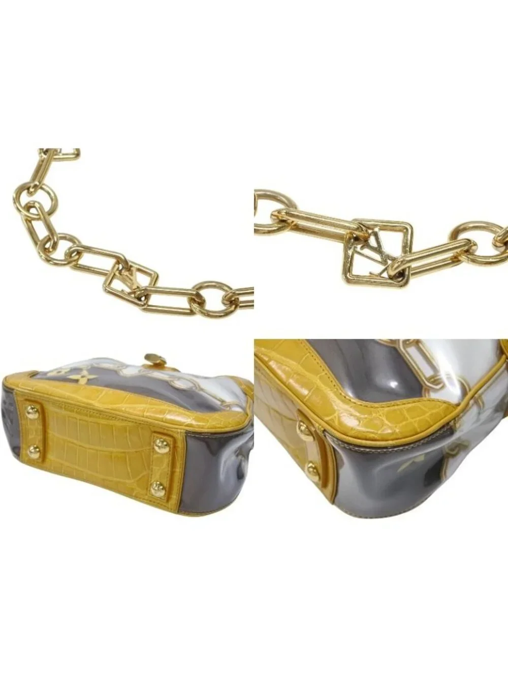Louis Vuitton Sac Fural Shoulder Bag Tote White Yellow Gold